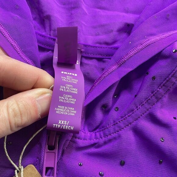 SKIMS NWT Mesh Rhinestone Swim Cover Up Zip Up - Picture 3 of 7